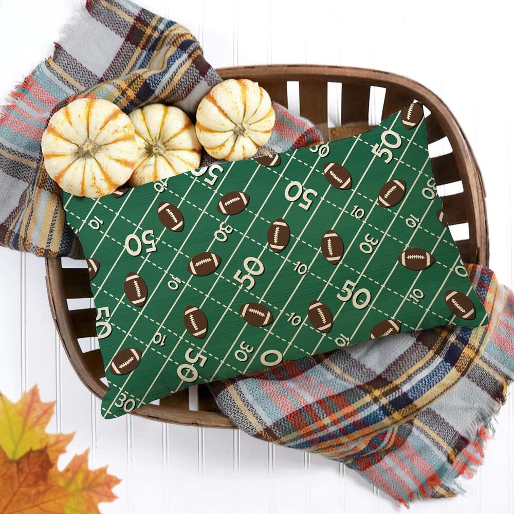 9411 Football Green Lumbar Decorative Rectangle Pillow Cover 12 x 20 - Picture 5 of 7